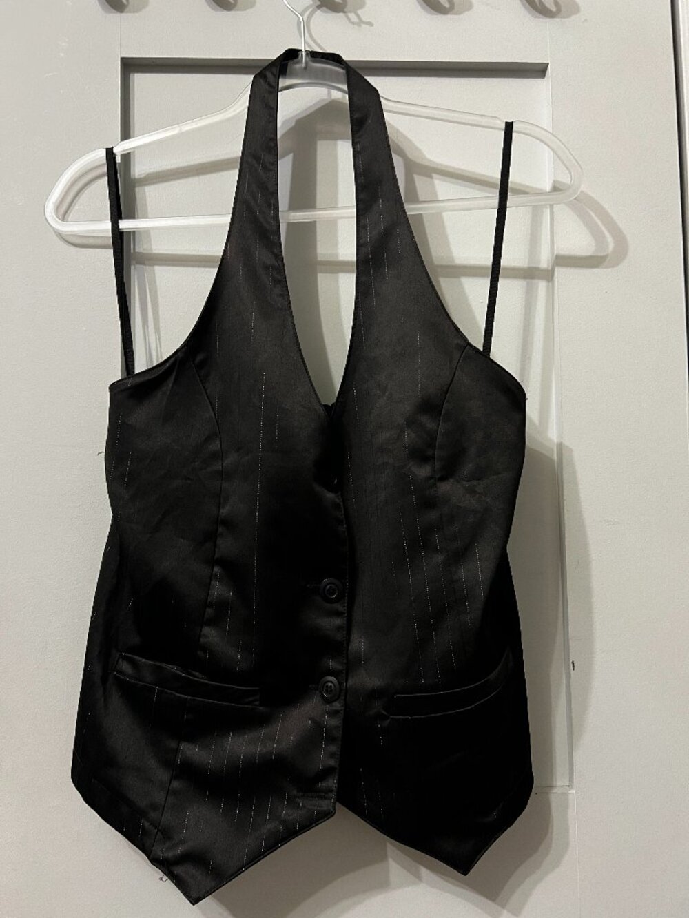 Vintage Y2K Pinstripe Halter Waistcoat Vest